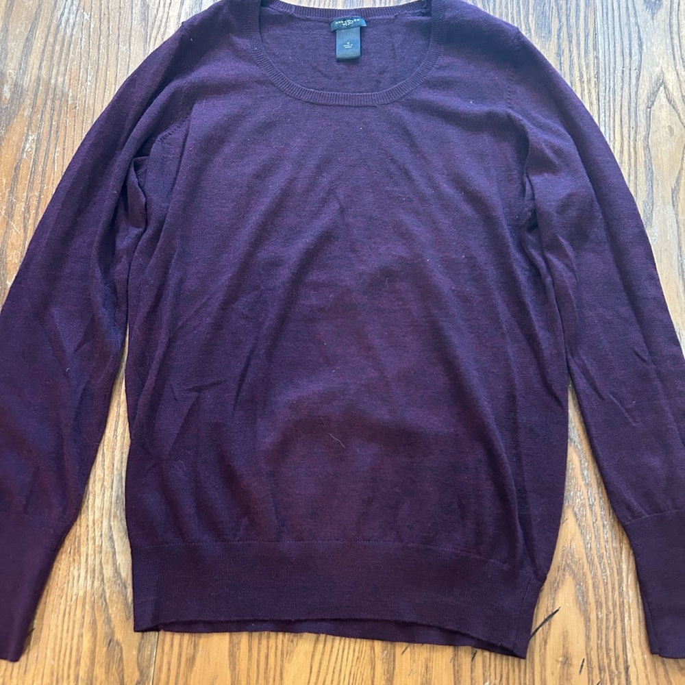 Ann Taylor Women's Maroon Crewneck Sweater
